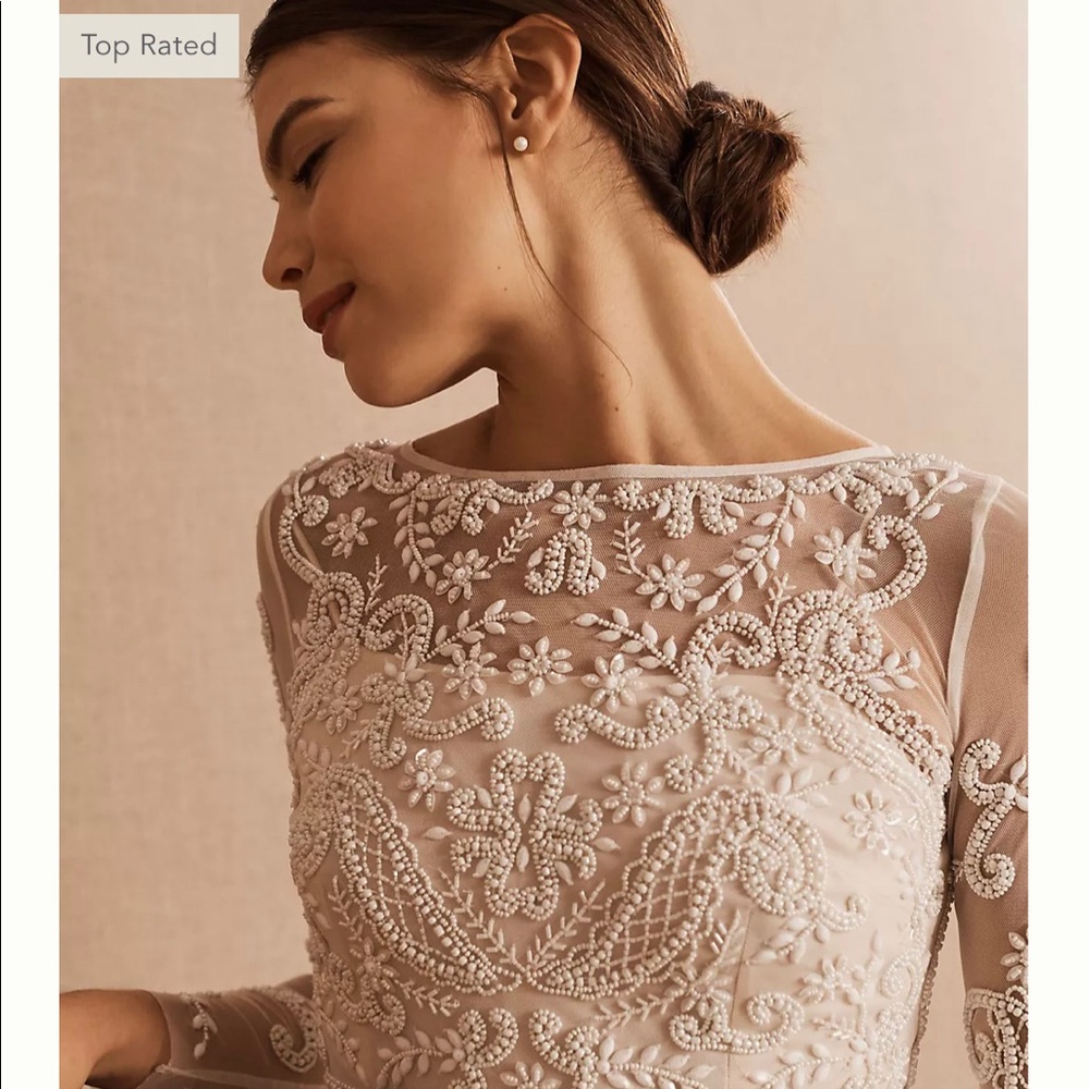 Anthropologie BHLDN Sinclair Hand Beaded Long Sleeve Wedding Dress 4